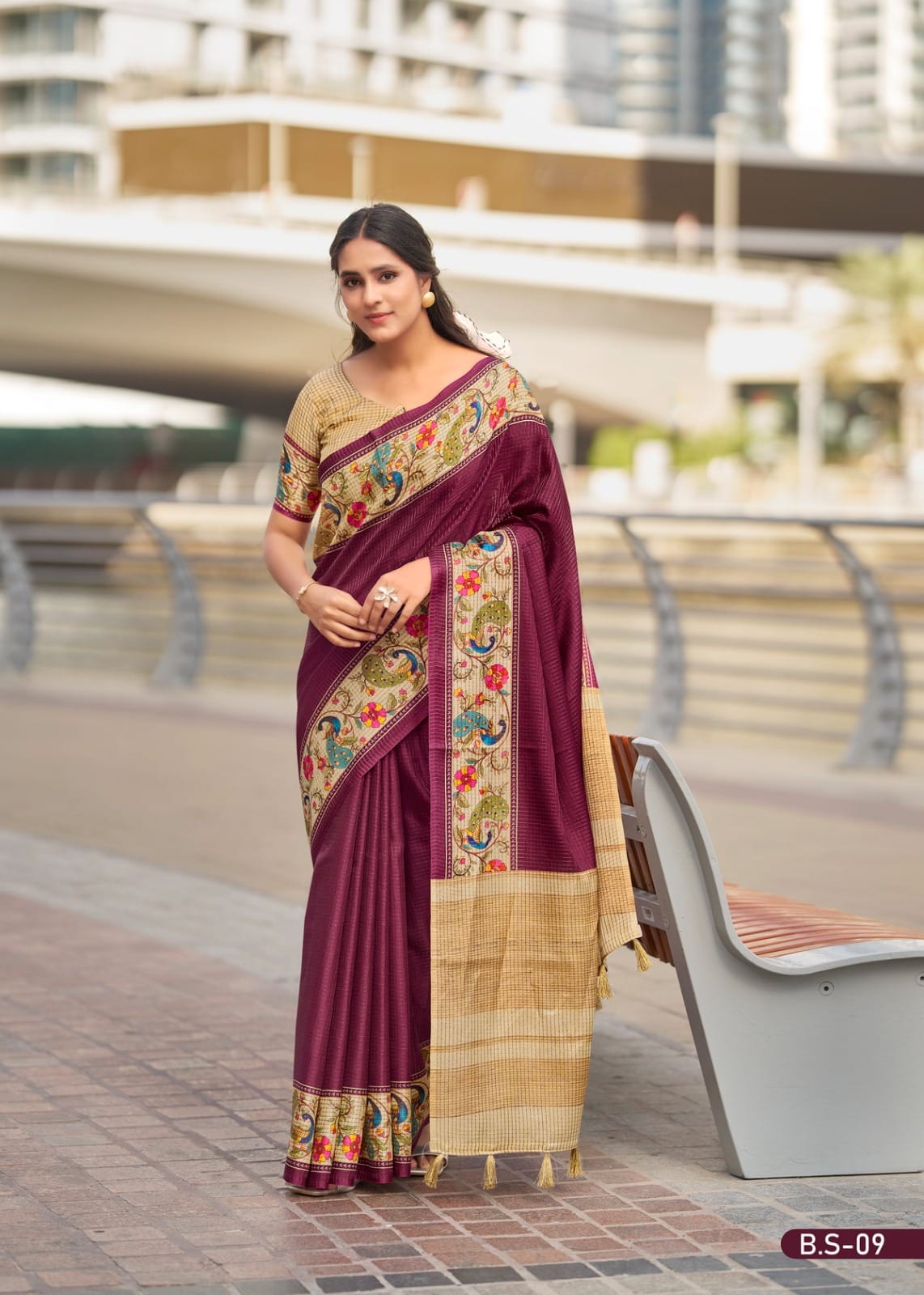 Crush cotton saree — view 1 of 1